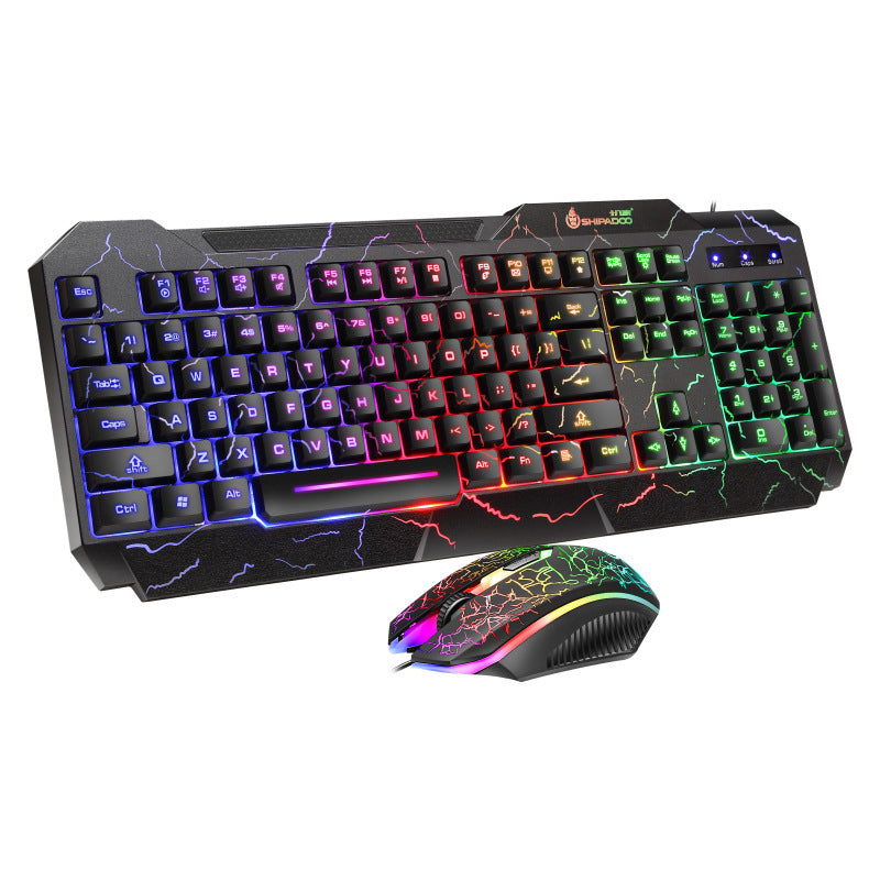 Cracked Keyboard And Mouse USB Set Business Laptop Gaming Wired Keys