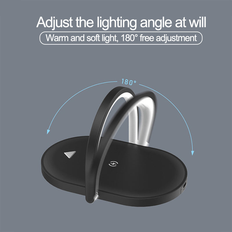 3 In 1 Foldable Wireless Charger Night Light Wireless Charging Station LED Reading Table Lamp