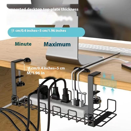 Iron Table Cable Management Rack Wire Storage Punch-free Finishing Rack