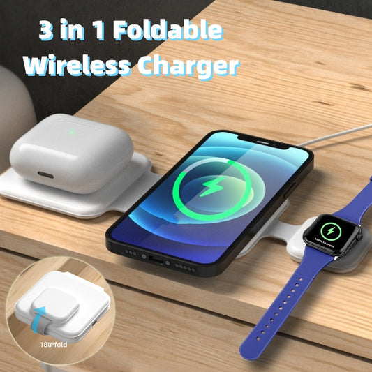 3 In 1 Magnetic Foldable Wireless Charger Charging Station Multi-device Folding