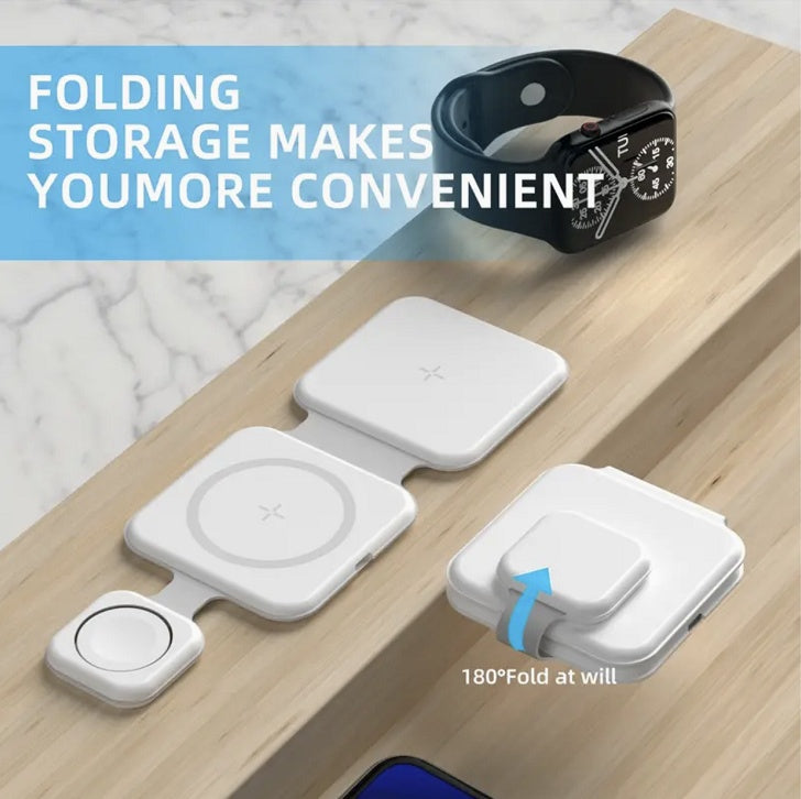 3 In 1 Magnetic Foldable Wireless Charger Charging Station Multi-device Folding