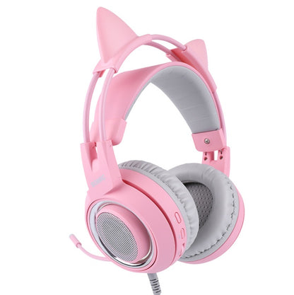Gaming Headset USB 7.1 Virtual Surround Sound Headsets LED Cat Ear Headphones