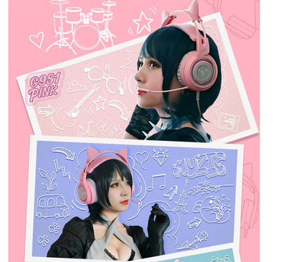 Gaming Headset USB 7.1 Virtual Surround Sound Headsets LED Cat Ear Headphones