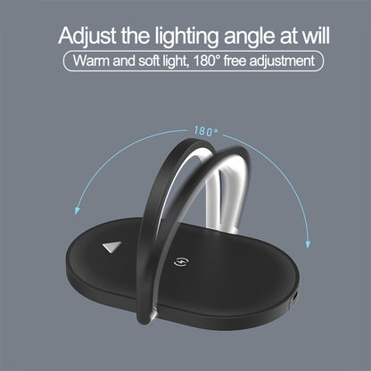 3 In 1 Foldable Wireless Charger Night Light Wireless Charging Station LED Reading Table Lamp