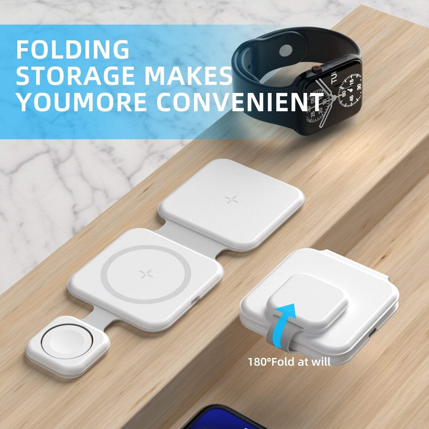 3 In 1 Magnetic Foldable Wireless Charger Charging Station Multi-device Folding
