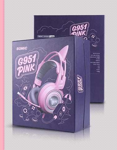 Gaming Headset USB 7.1 Virtual Surround Sound Headsets LED Cat Ear Headphones