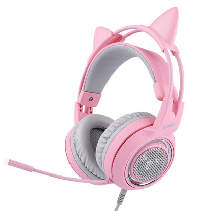 Gaming Headset USB 7.1 Virtual Surround Sound Headsets LED Cat Ear Headphones