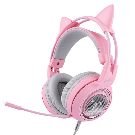 Gaming Headset USB 7.1 Virtual Surround Sound Headsets LED Cat Ear Headphones