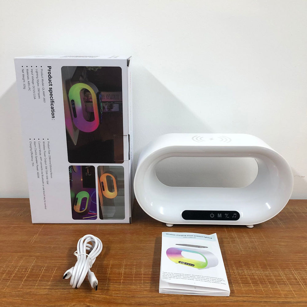 LED Night Light APP Control RGB Atmosphere Desk Lamp Smart Multifunctional Wireless Charger Alarm Clock