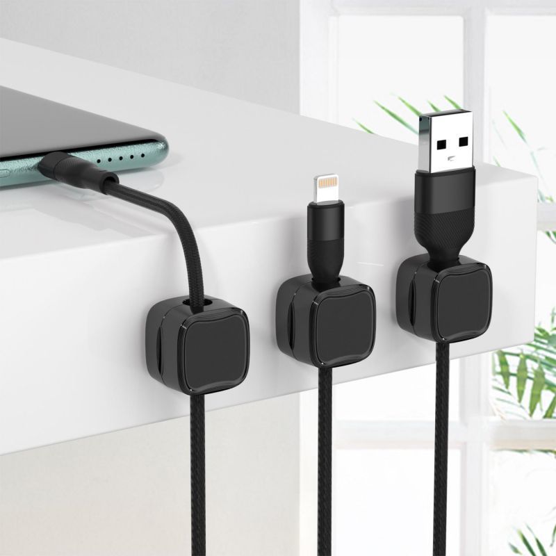 Magnetic Cable Clip Under Desk Cable Management Adjustable Cord Holder