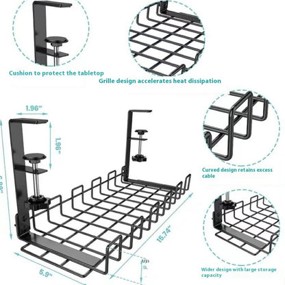 Iron Table Cable Management Rack Wire Storage Punch-free Finishing Rack
