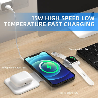3 In 1 Magnetic Foldable Wireless Charger Charging Station Multi-device Folding