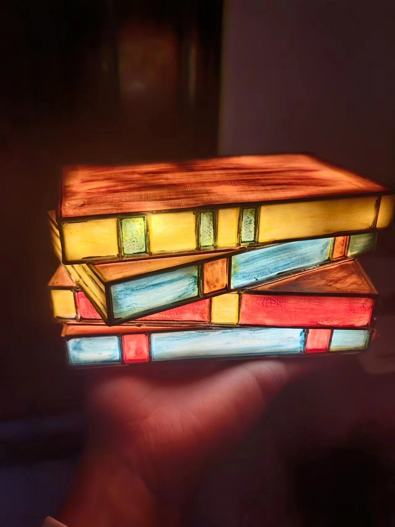 Stacked Books Lamp Nightstand Desk Lamps Resin Handicraft Stacked Books