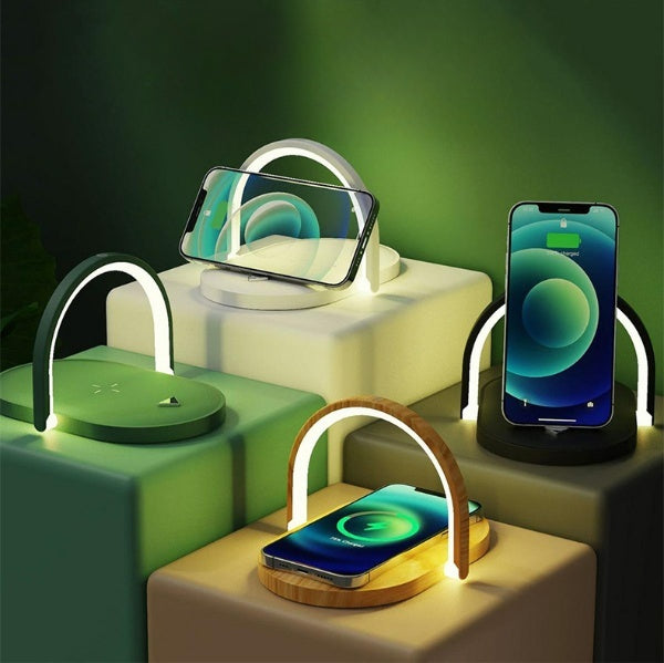 3 In 1 Foldable Wireless Charger Night Light Wireless Charging Station LED Reading Table Lamp