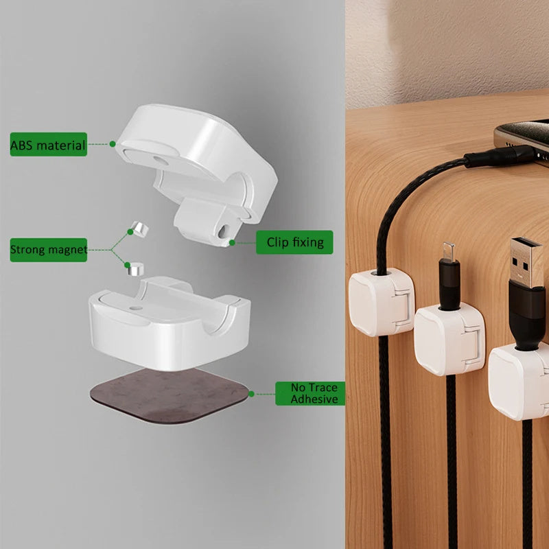 Magnetic Cable Clip Under Desk Cable Management Adjustable Cord Holder