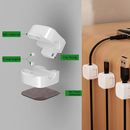 Magnetic Cable Clip Under Desk Cable Management Adjustable Cord Holder