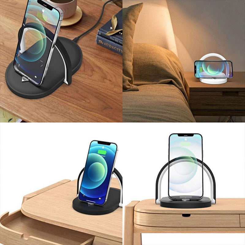 3 In 1 Foldable Wireless Charger Night Light Wireless Charging Station LED Reading Table Lamp